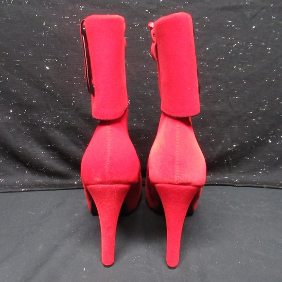 Red Velvety-Feel Stilletto Boots Size 41 (U.S. 8.5-9) - Picture 4 of 9